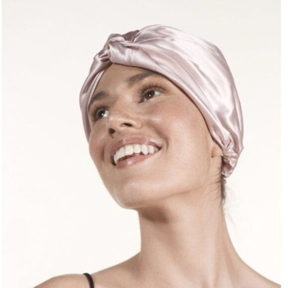 Slip Silk Turban in Pink One Size Double-Lined Pure Mulberry Silk New Sealed - Picture 5 of 10